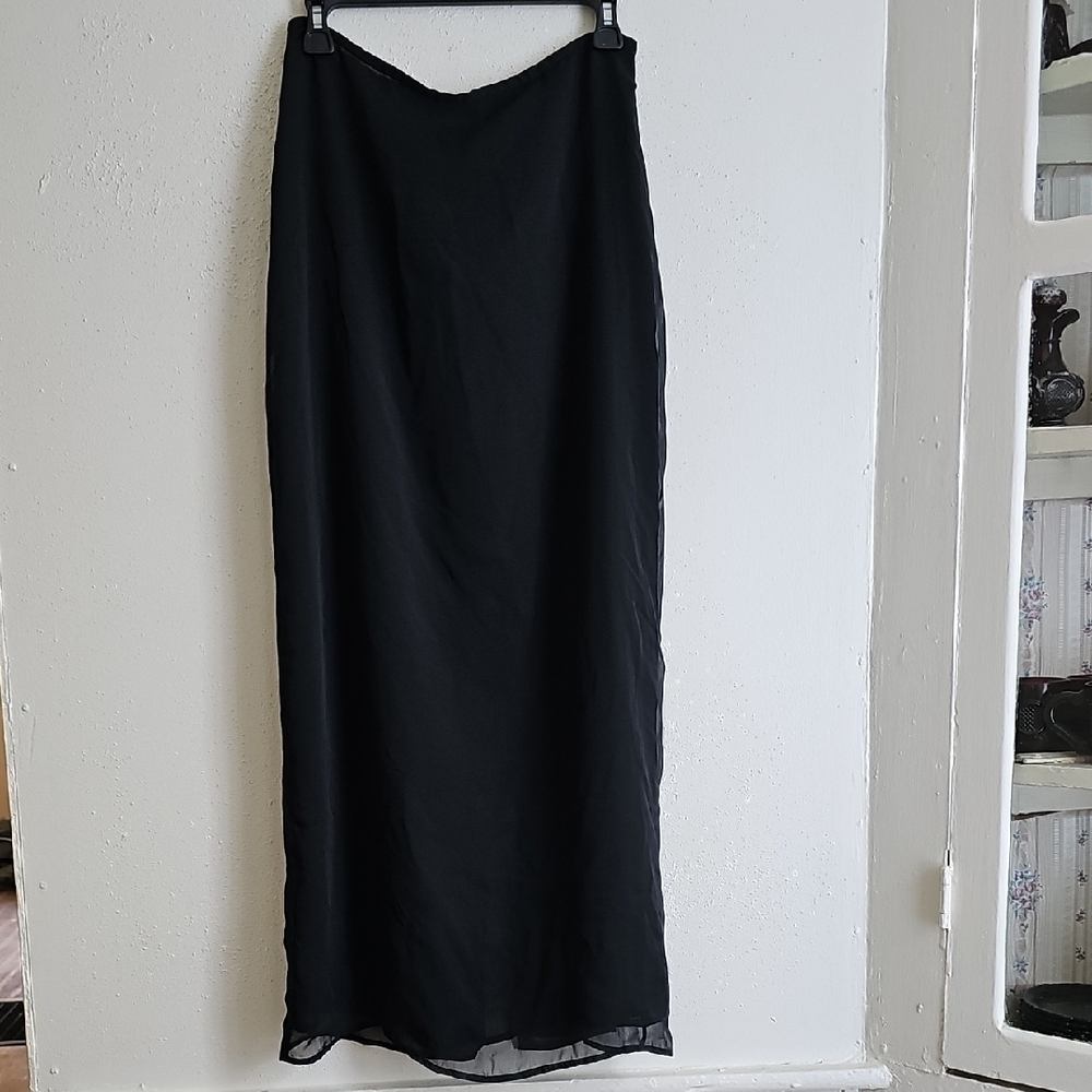 New York & Company Black Long Maxi Sheer Skirt